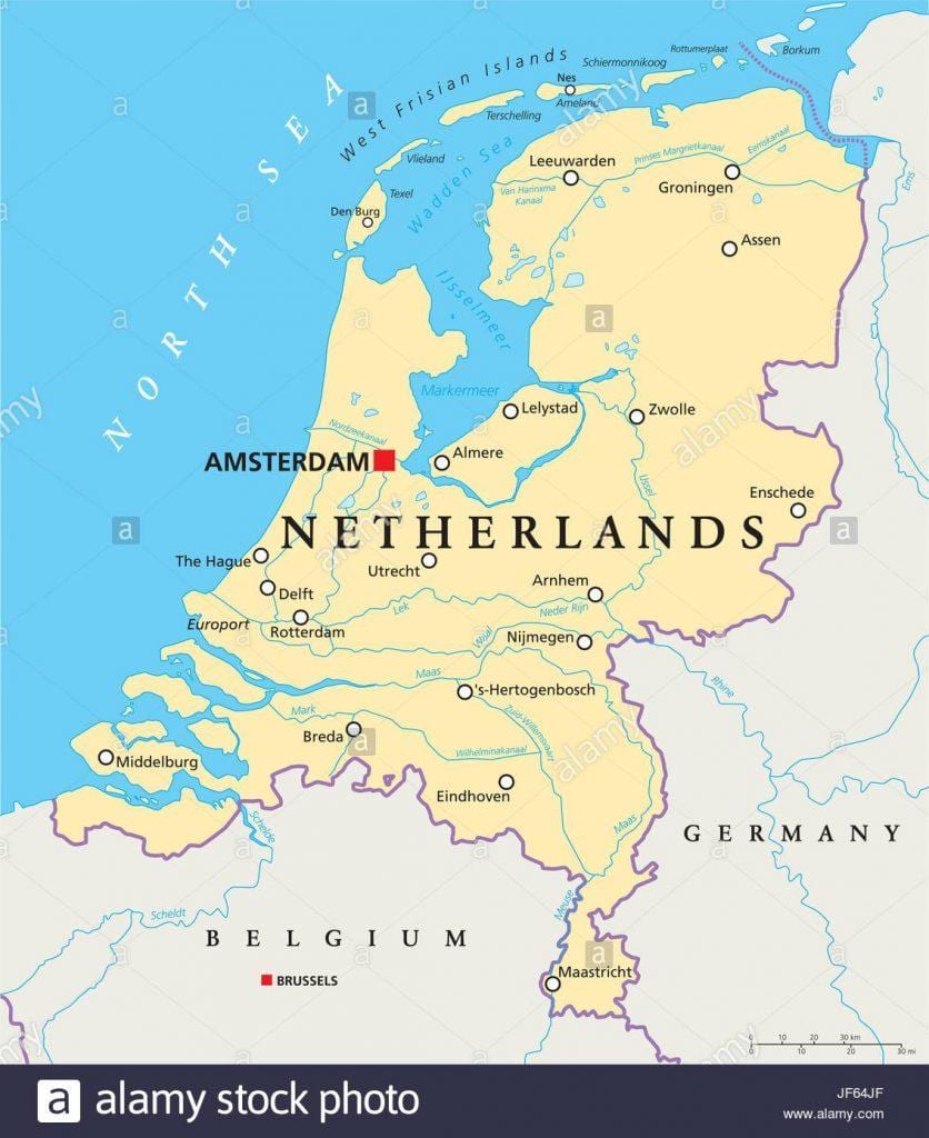 Kart over Rotterdam og amsterdam