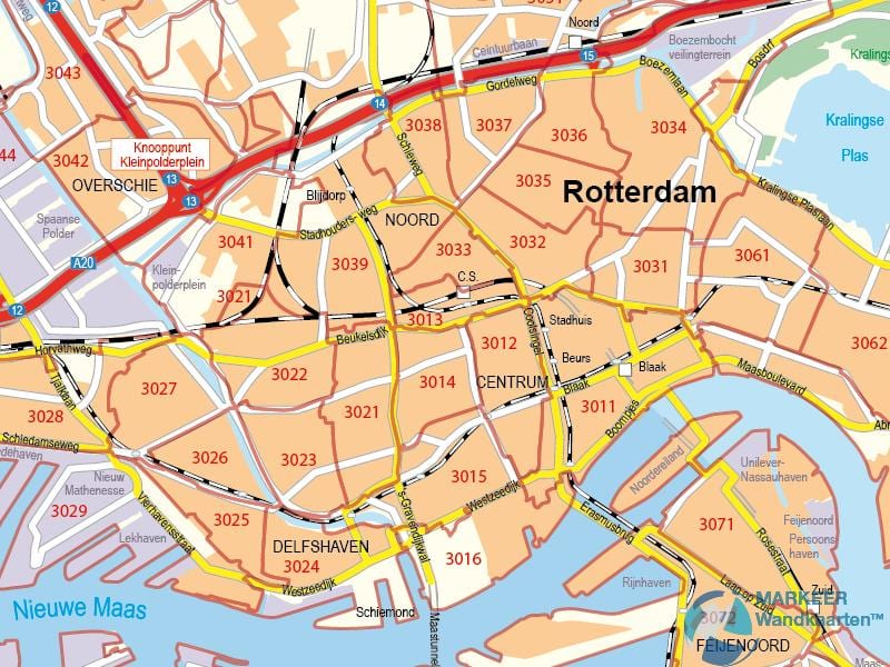 Kart av Rotterdam postnummer 