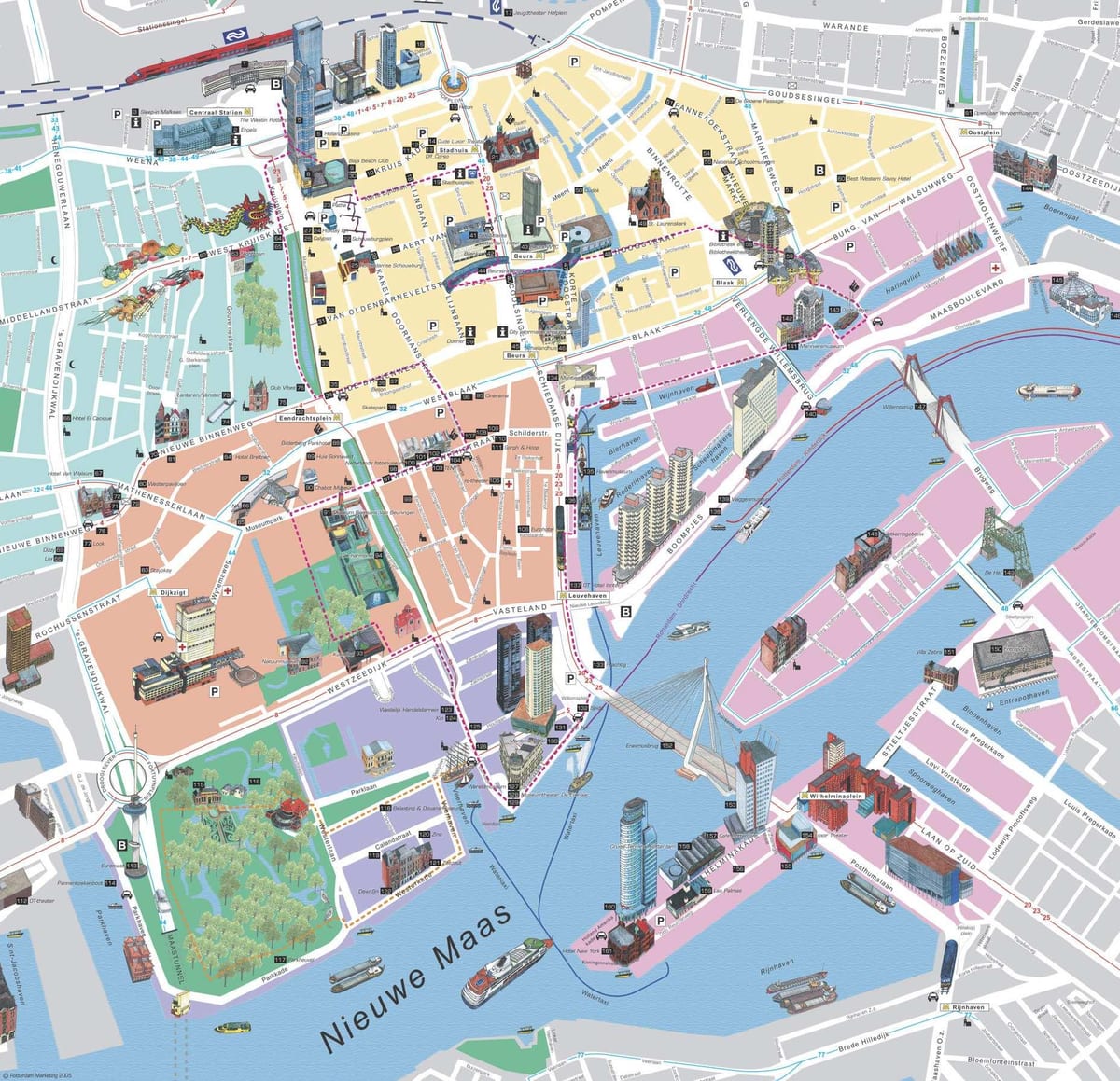 Kart av Rotterdam sightseeing 
