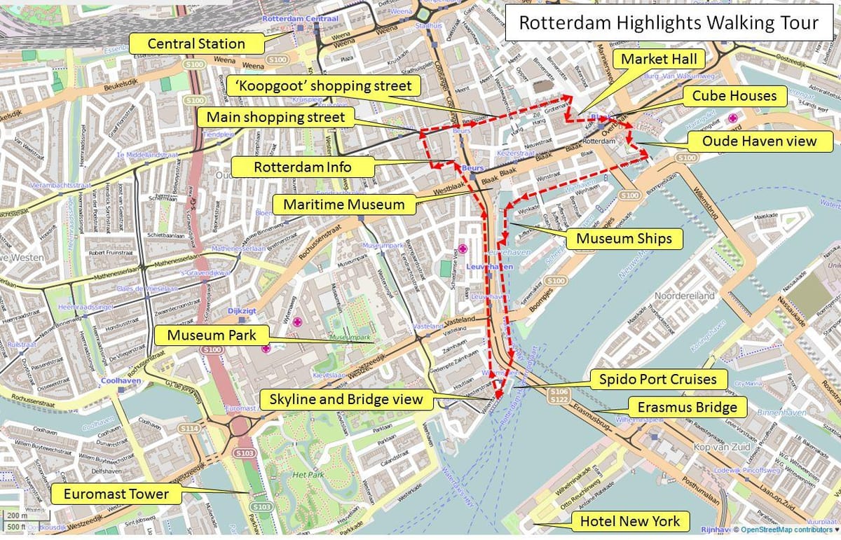 Kart av Rotterdam walking tour 
