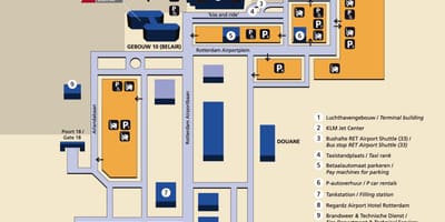 Kart av Rotterdam flyplass 