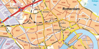 Kart av Rotterdam postnummer 