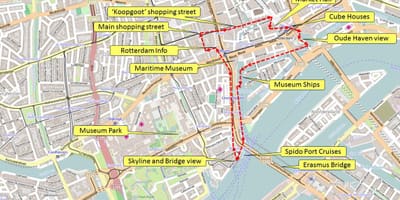 Kart av Rotterdam walking tour 